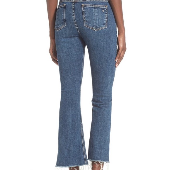Rag & Bone High Rise Raw Edge Crop Flare Jeans - Picture 3 of 7